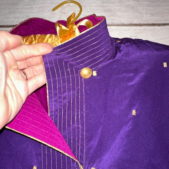Purple and Gold Ellen Tracy Jacket Medium Vintage Oversized Asian Silk luxury - Picture 6 of 13